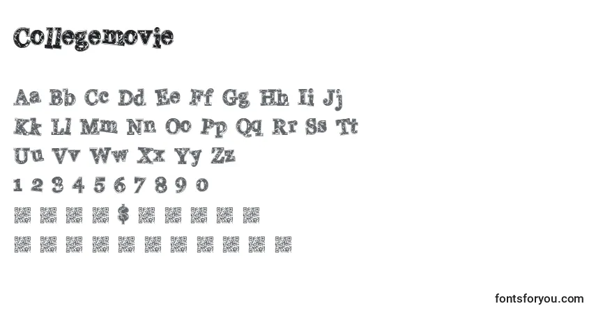 Czcionka Collegemovie – alfabet, cyfry, specjalne znaki