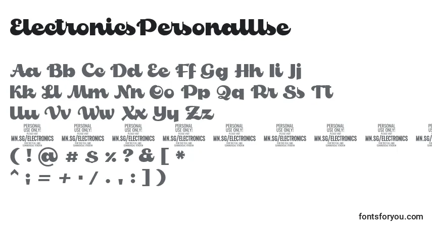 Czcionka ElectronicsPersonalUse – alfabet, cyfry, specjalne znaki