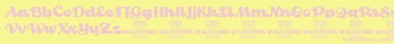 ElectronicsPersonalUse-fontti – vaaleanpunaiset fontit keltaisella taustalla