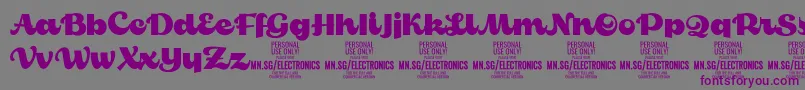 フォントElectronicsPersonalUse – 紫色のフォント、灰色の背景