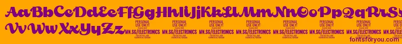 ElectronicsPersonalUse-fontti – violetit fontit oranssilla taustalla