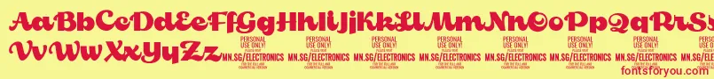 Шрифт ElectronicsPersonalUse – красные шрифты на жёлтом фоне