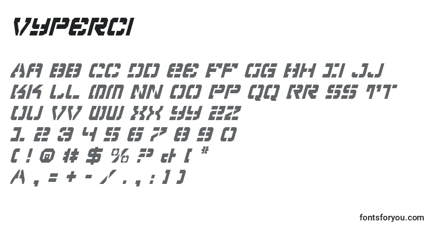 Schriftart Vyperci – Alphabet, Zahlen, spezielle Symbole