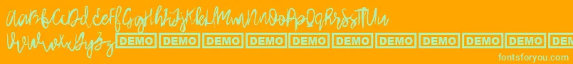 ArthardDemo-Schriftart – Grüne Schriften auf orangefarbenem Hintergrund