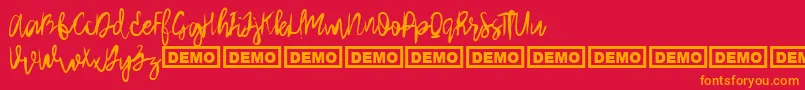 Fonte ArthardDemo – fontes laranjas em um fundo vermelho