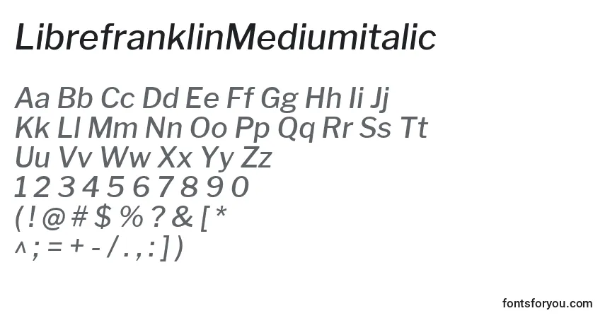 Fuente LibrefranklinMediumitalic (94657) - alfabeto, números, caracteres especiales