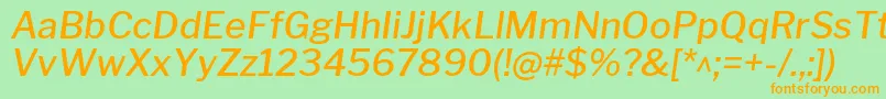 Police LibrefranklinMediumitalic – polices orange sur fond vert