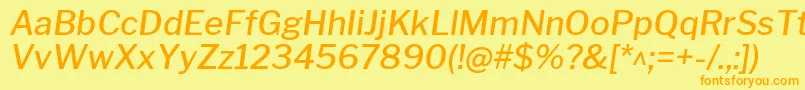 Police LibrefranklinMediumitalic – polices orange sur fond jaune