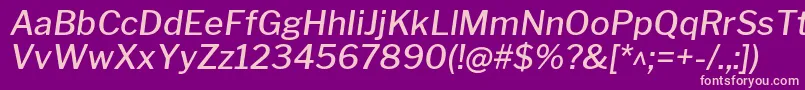 Fonte LibrefranklinMediumitalic – fontes rosa em um fundo violeta