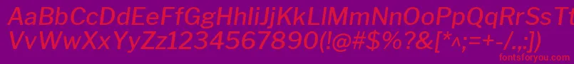 Czcionka LibrefranklinMediumitalic – czerwone czcionki na fioletowym tle