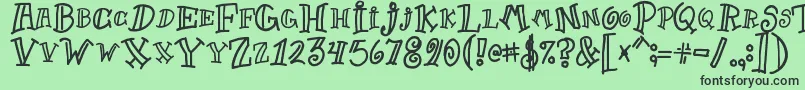 Goofball1-Schriftart – Schwarze Schriften auf grünem Hintergrund