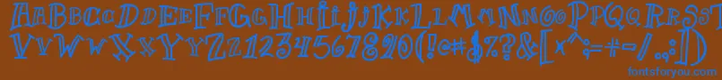 Goofball1-Schriftart – Blaue Schriften auf braunem Hintergrund
