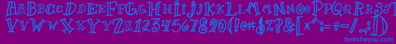 フォントGoofball1 – 紫色の背景に青い文字