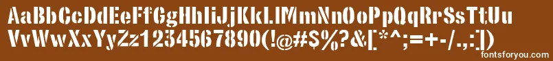 StencilsansBold-fontti – valkoiset fontit ruskealla taustalla