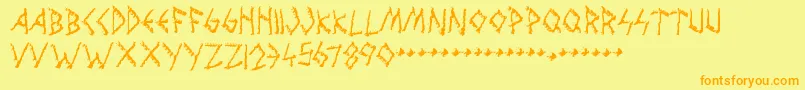 WolvesEngraven Font – Orange Fonts on Yellow Background