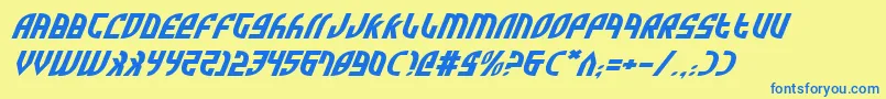 ZoneRiderExpItalic Font – Blue Fonts on Yellow Background