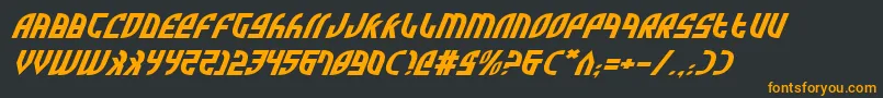 フォントZoneRiderExpItalic – 黒い背景にオレンジの文字