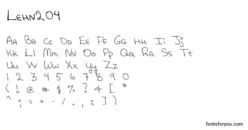Czcionka Lehn204 – alfabet, cyfry, specjalne znaki
