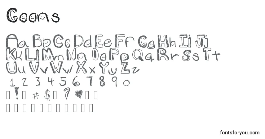 Czcionka Goons – alfabet, cyfry, specjalne znaki