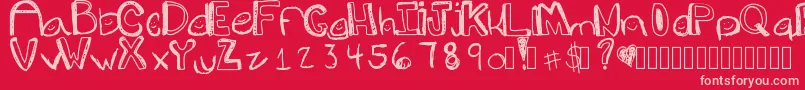 Goons-Schriftart – Rosa Schriften auf rotem Hintergrund