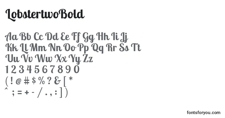 Шрифт LobstertwoBold – алфавит, цифры, специальные символы