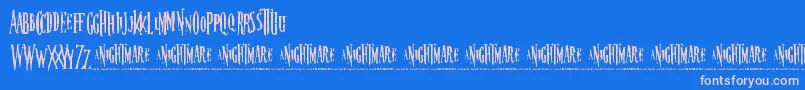 Nightmare5-Schriftart – Rosa Schriften auf blauem Hintergrund