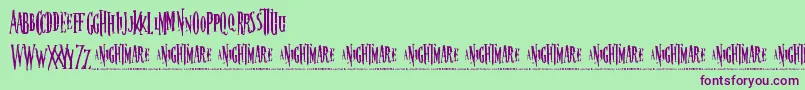 Fonte Nightmare5 – fontes roxas em um fundo verde