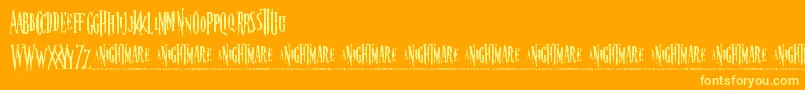 Nightmare5-Schriftart – Gelbe Schriften auf orangefarbenem Hintergrund