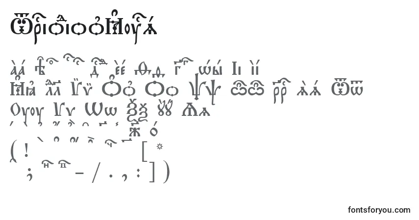 A fonte TriodionKucs – alfabeto, números, caracteres especiais