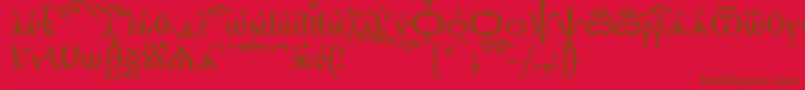 TriodionKucs Font – Brown Fonts on Red Background