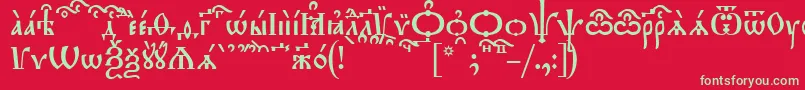 TriodionKucs-Schriftart – Grüne Schriften auf rotem Hintergrund