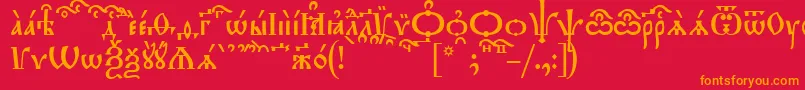 フォントTriodionKucs – 赤い背景にオレンジの文字