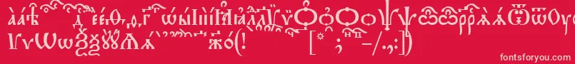 TriodionKucs-fontti – vaaleanpunaiset fontit punaisella taustalla