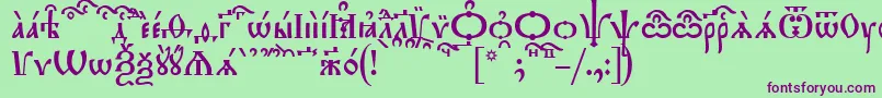 TriodionKucs-Schriftart – Violette Schriften auf grünem Hintergrund