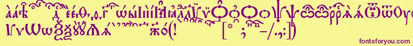 フォントTriodionKucs – 紫色のフォント、黄色の背景