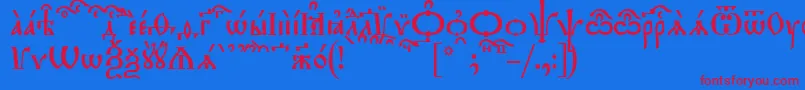 TriodionKucs Font – Red Fonts on Blue Background