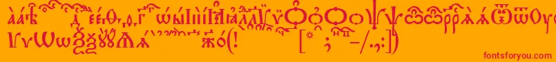 TriodionKucs-Schriftart – Rote Schriften auf orangefarbenem Hintergrund