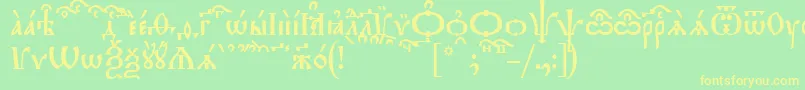 TriodionKucs-Schriftart – Gelbe Schriften auf grünem Hintergrund