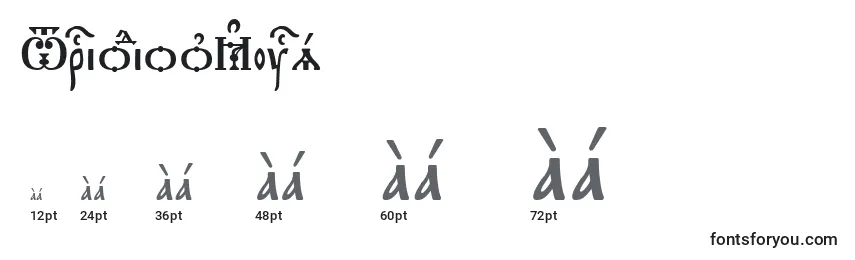 Размеры шрифта TriodionKucs