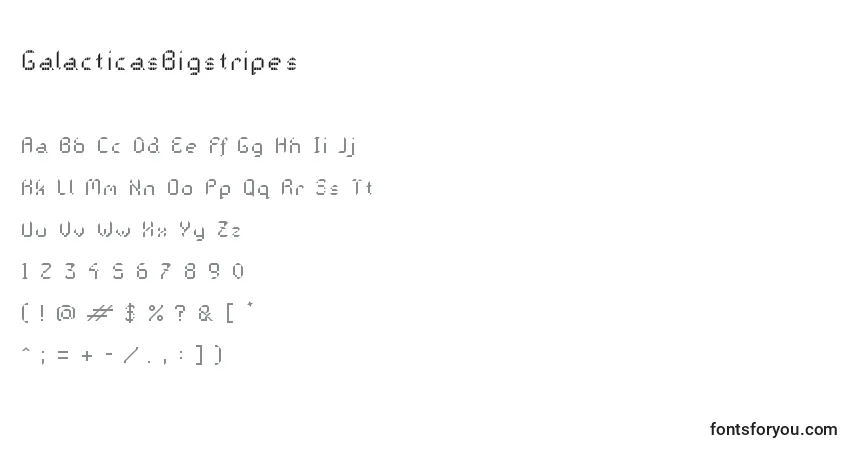 Czcionka GalacticasBigstripes – alfabet, cyfry, specjalne znaki