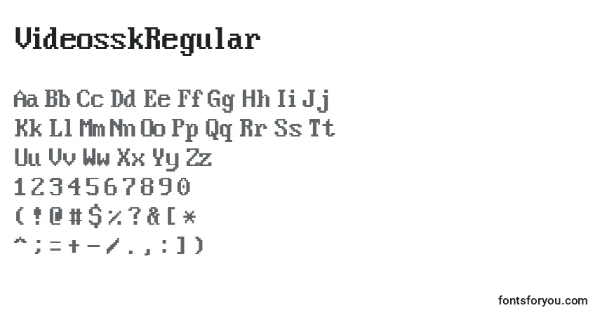 Czcionka VideosskRegular – alfabet, cyfry, specjalne znaki