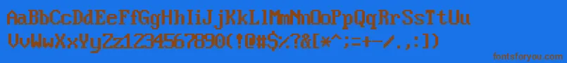 VideosskRegular-Schriftart – Braune Schriften auf blauem Hintergrund