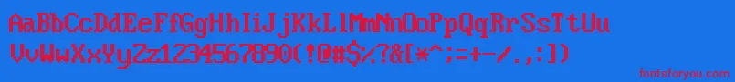 VideosskRegular Font – Red Fonts on Blue Background