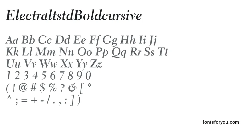 Шрифт ElectraltstdBoldcursive – алфавит, цифры, специальные символы
