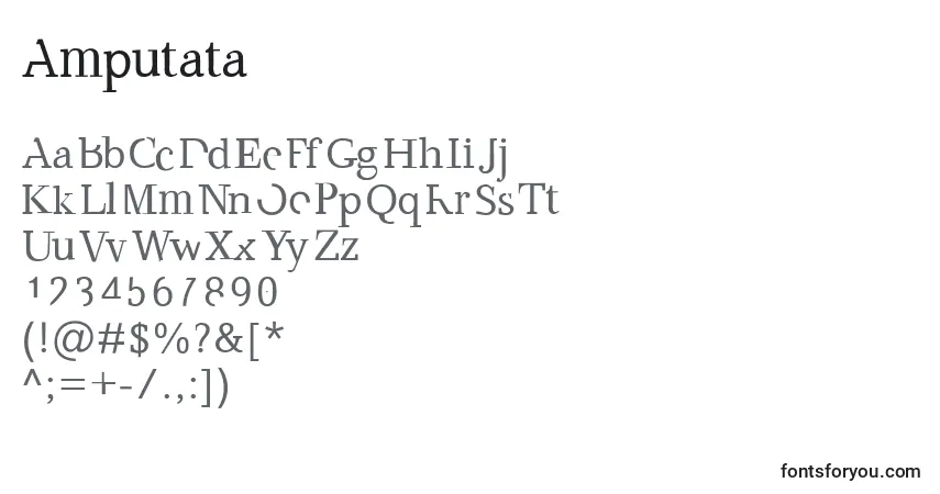 Schriftart Amputata – Alphabet, Zahlen, spezielle Symbole