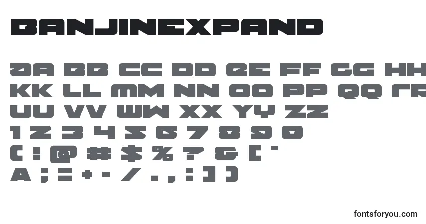 Czcionka Banjinexpand – alfabet, cyfry, specjalne znaki