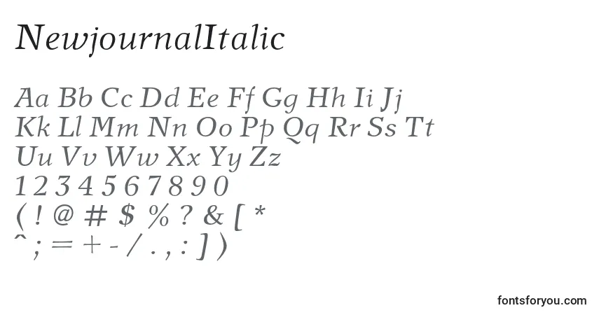 Шрифт NewjournalItalic (94687) – алфавит, цифры, специальные символы