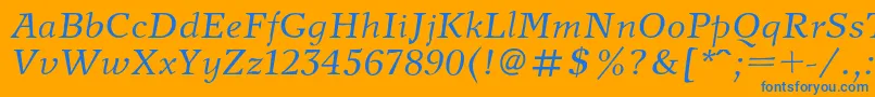 NewjournalItalic-Schriftart – Blaue Schriften auf orangefarbenem Hintergrund