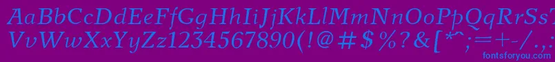 NewjournalItalic Font – Blue Fonts on Purple Background