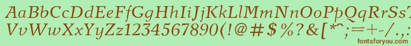 Fonte NewjournalItalic – fontes marrons em um fundo verde